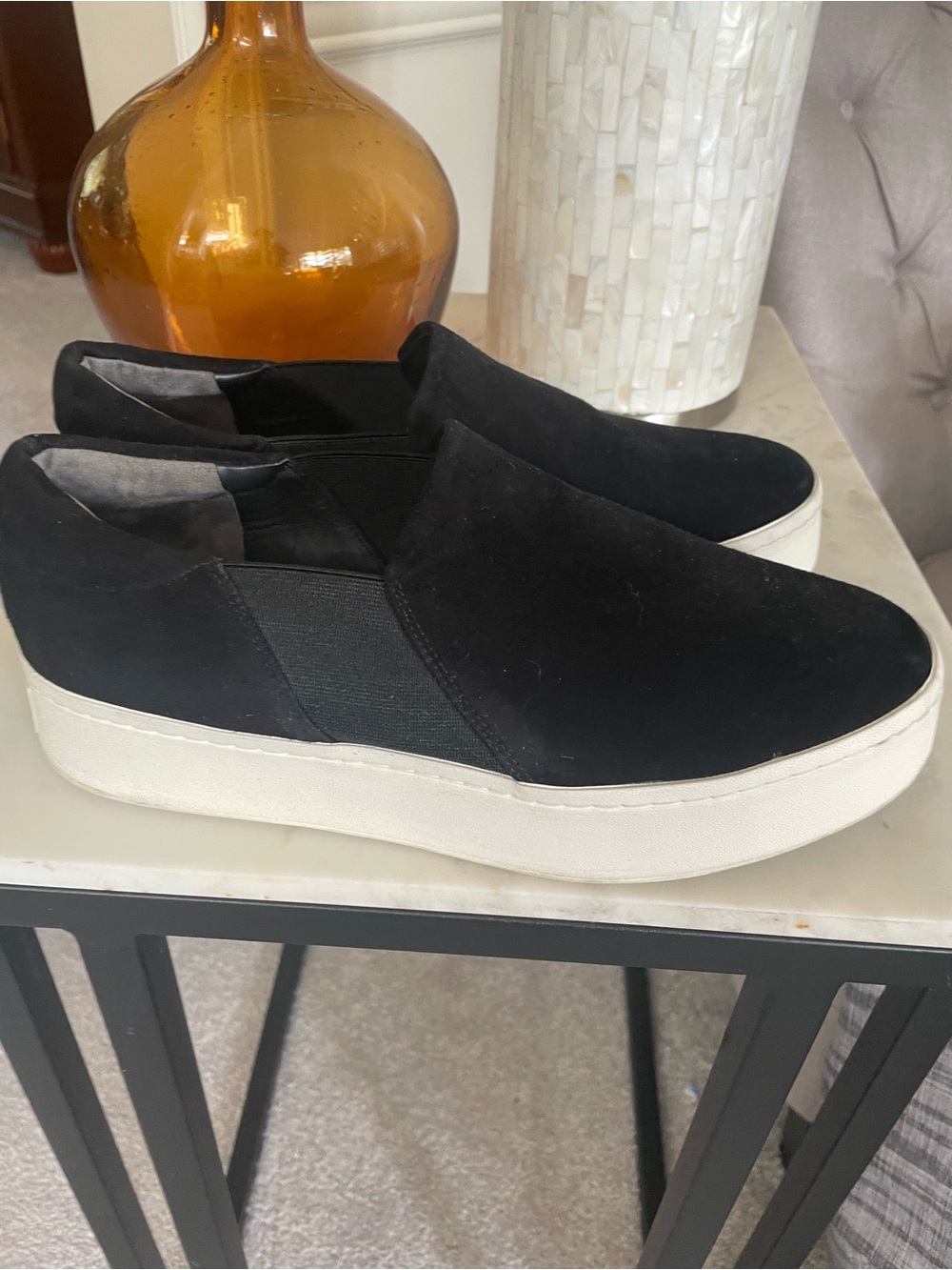 Vince Black Suede Slip-On Platform Sneakers - Women